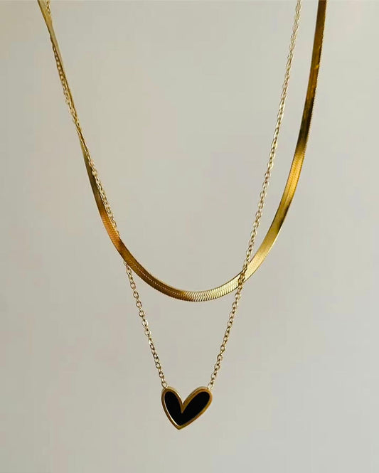 Luxe Black Heart Dual Neckpiece