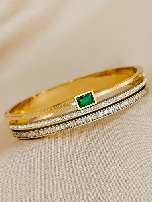 Emerald Gold Plated Bangle