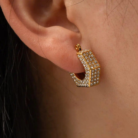 Glam Taşlı Hoops