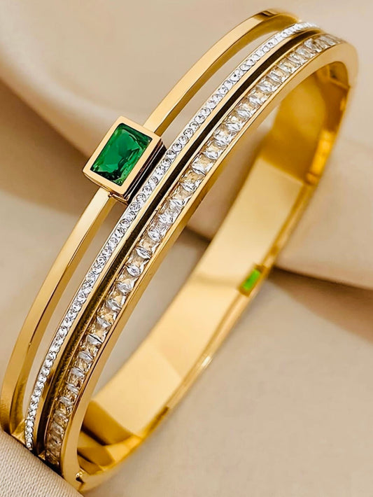 Emerald Gold Plated Bangle