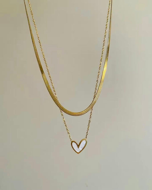 Luxe White Heart Dual Neckpiece