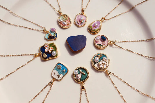 Blue Shell Beady Necklace