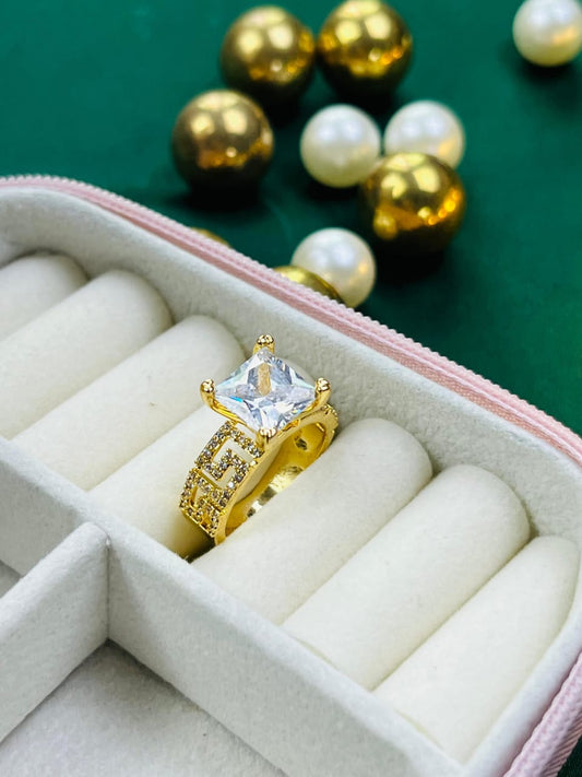 Altın Kaplama Square-Cut Ring