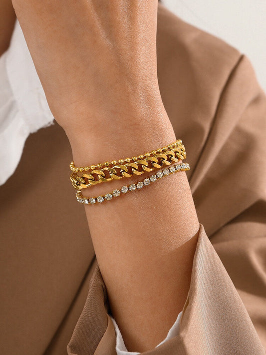 Zeyra Trio Stack – Turkish Gold Bracelet Set